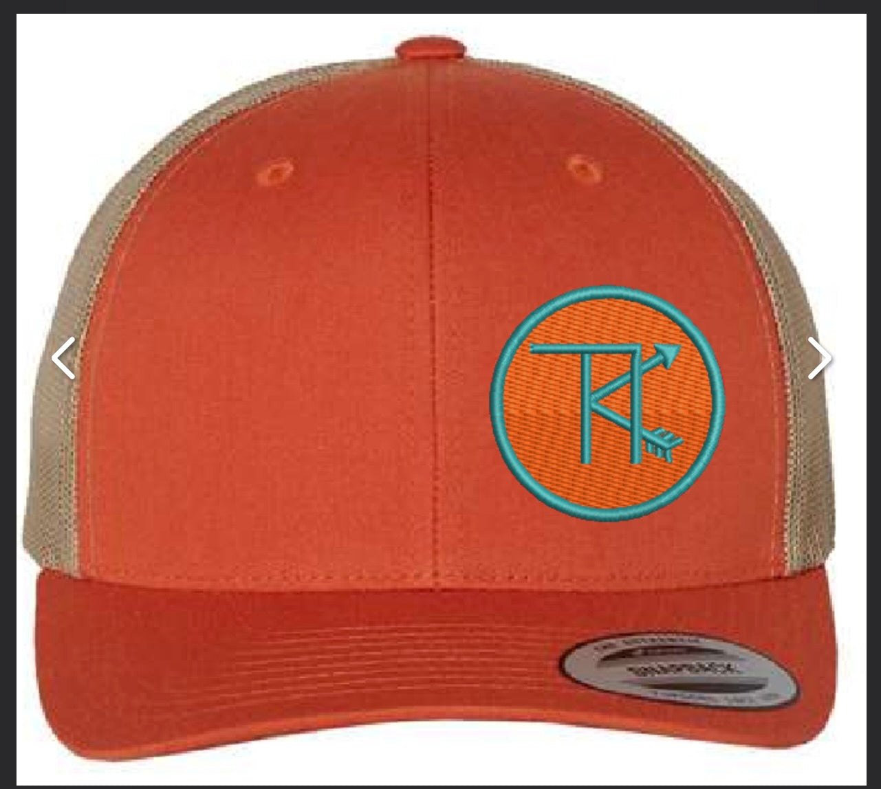 Retro Trucker Cap in Rustic Orange/ Khaki with Brand patch