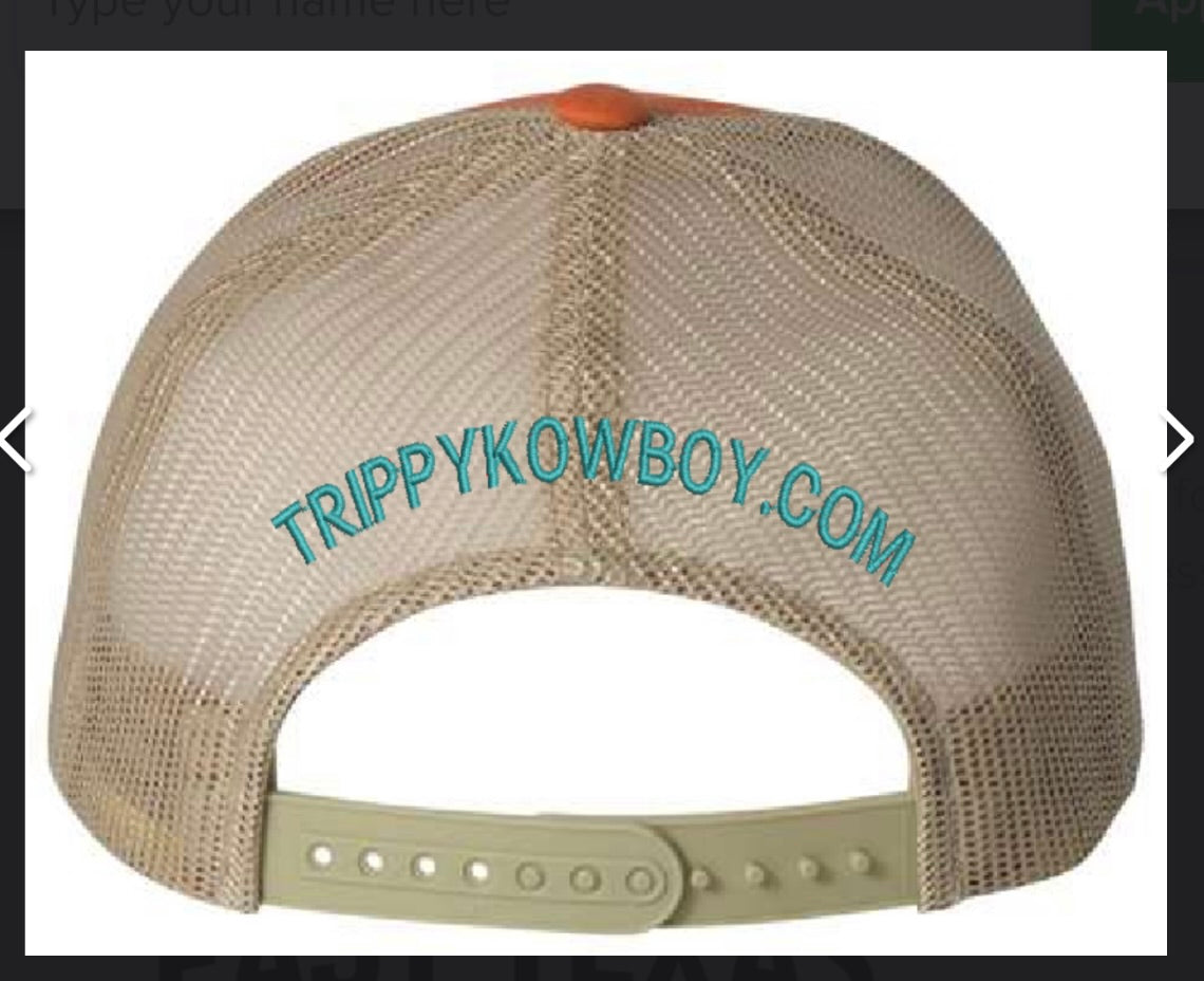 Retro Trucker Cap in Rustic Orange/ Khaki with Brand patch
