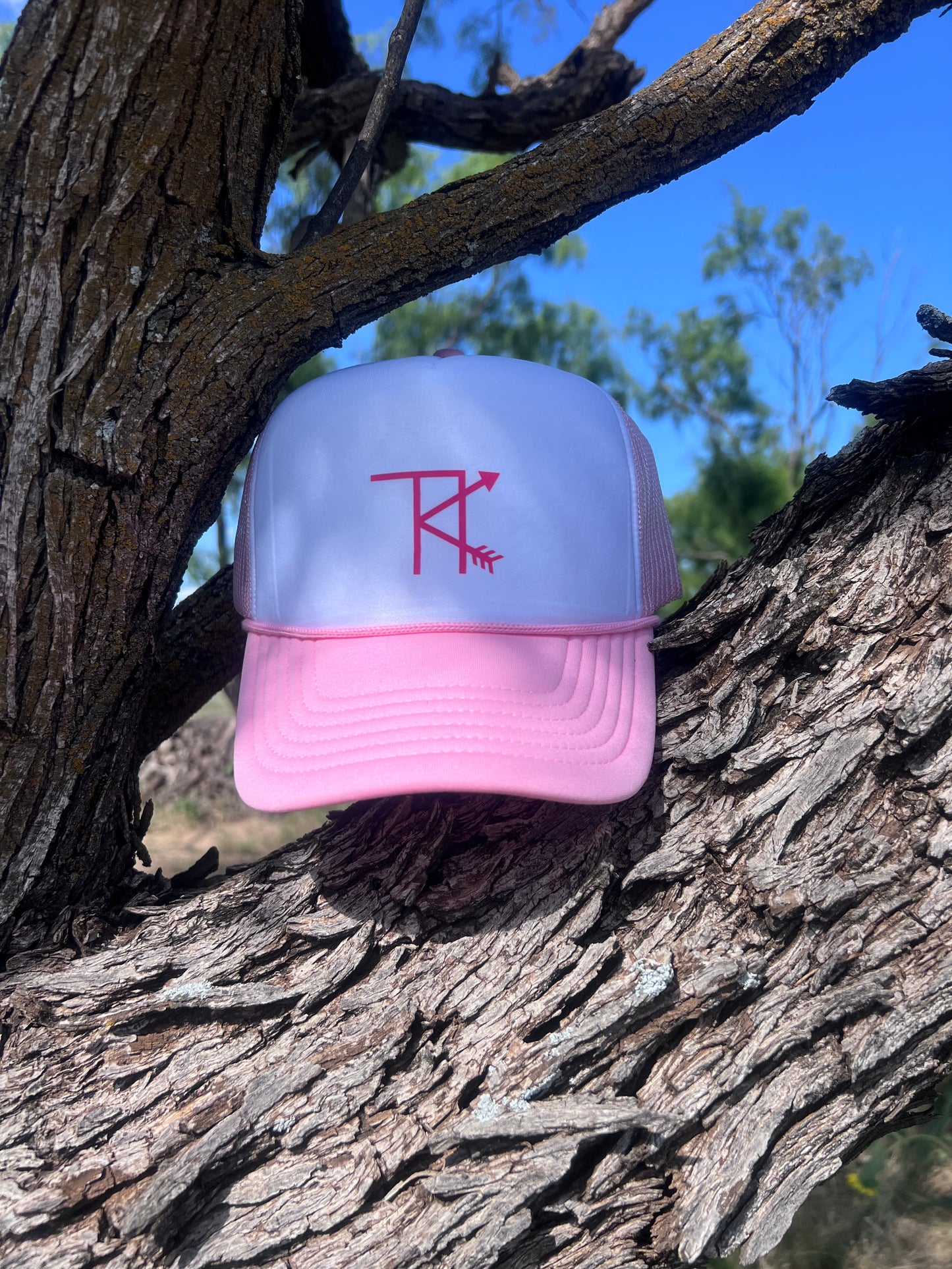 Pink/White - foam/mesh hat with TK brand
