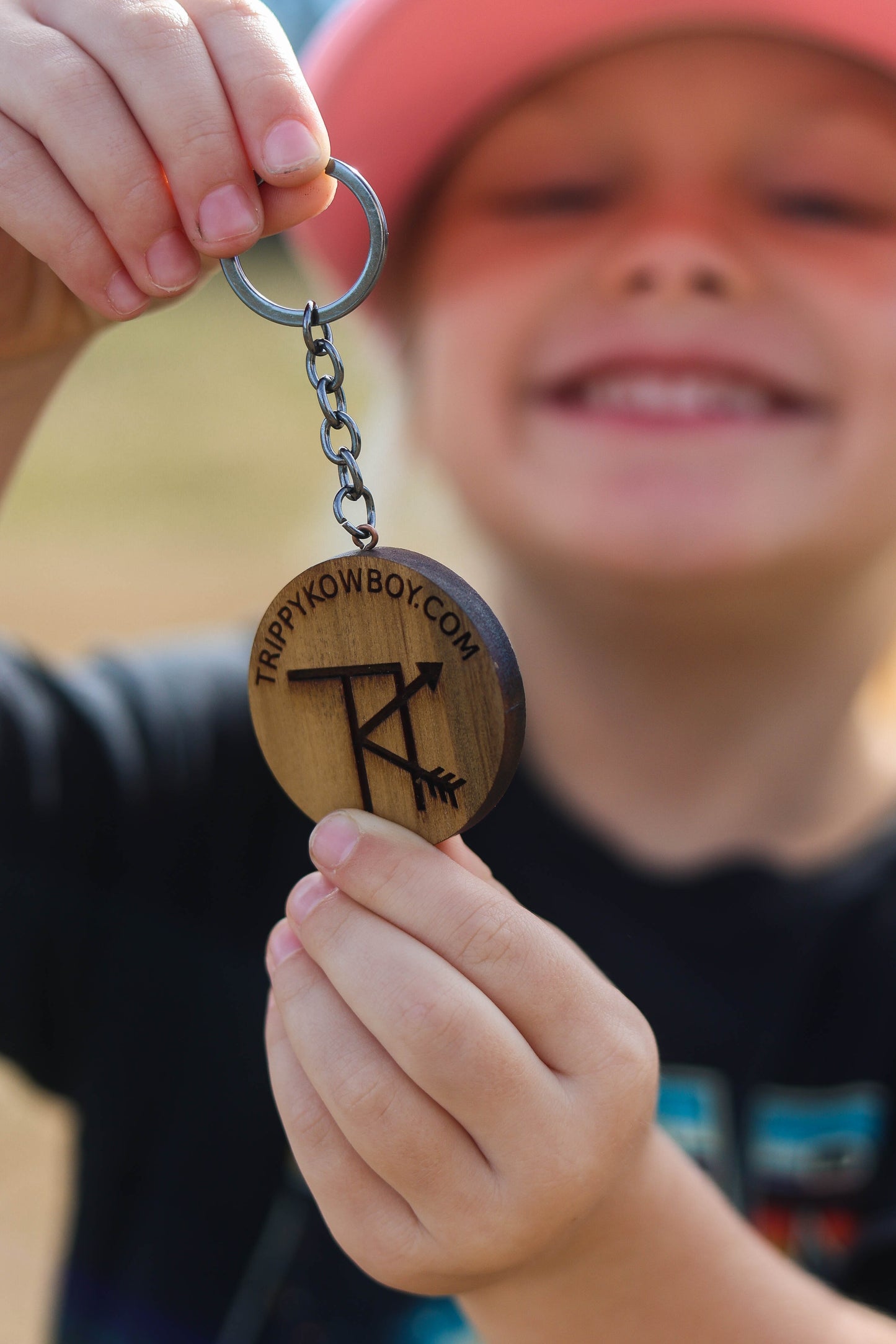 Wood TK brand keychain
