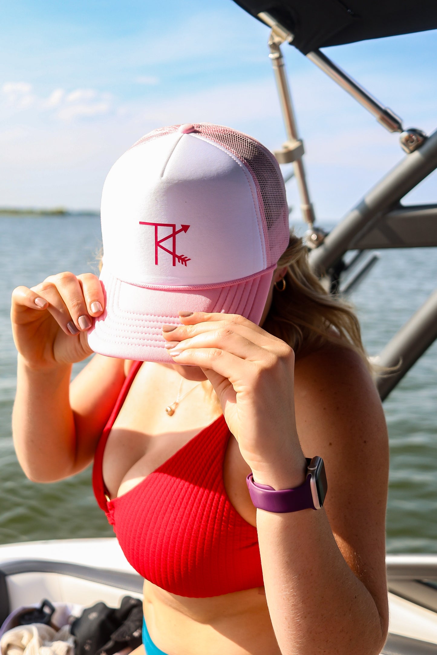 Pink/White - foam/mesh hat with TK brand