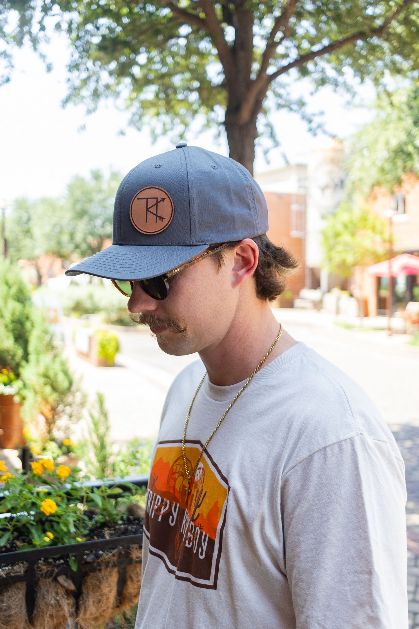 TK Brand Leather Patch - 5 panel cap -Grey