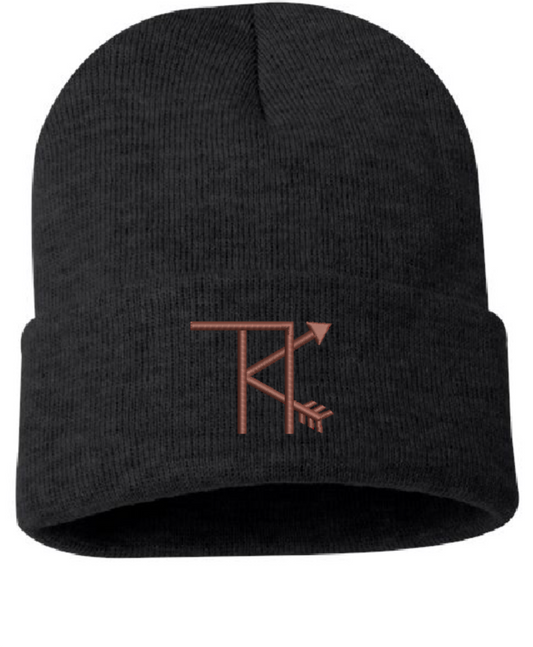 Beanie- heather charcoal -embroidered