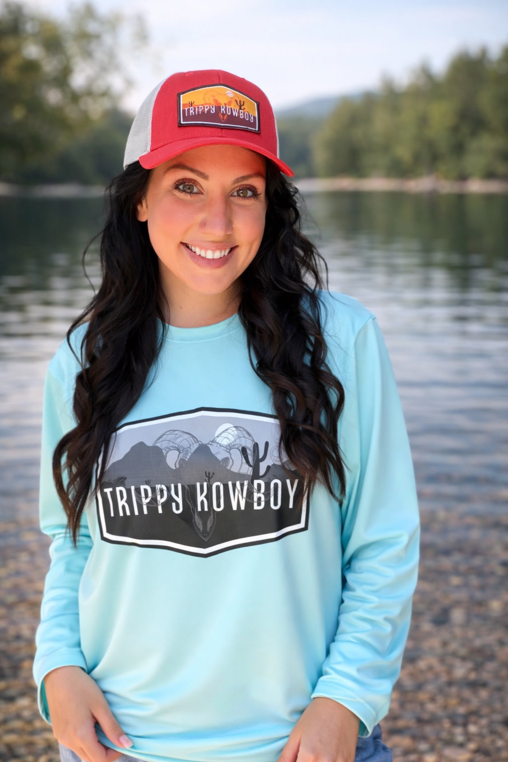 Trippy Kowboy logo low trucker hat - Heather Red/ Light Grey