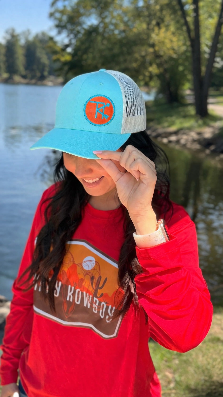 TK Brand cap - Richardson Low Pro Trucker -Aqua blue/birch