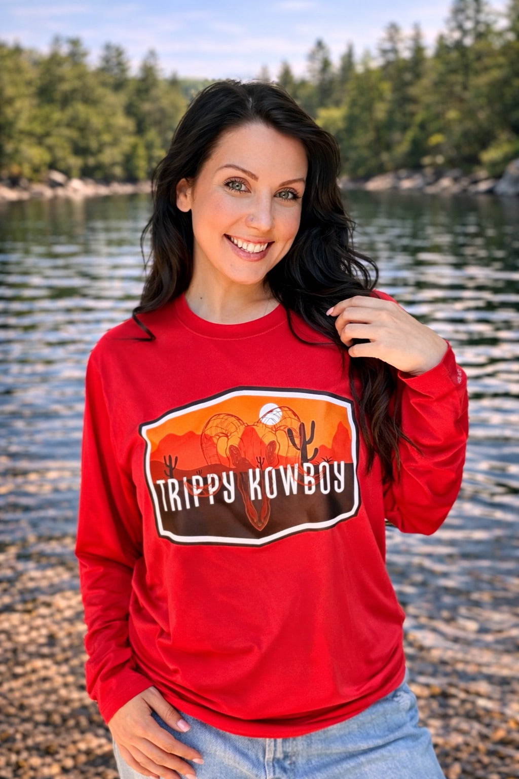 Dri-fit Long Sleeve Shirt- Trippy Kowboy logo -Red
