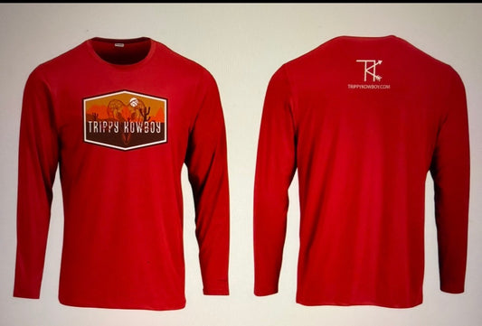 Dri-fit Long Sleeve Shirt- Trippy Kowboy logo -Red