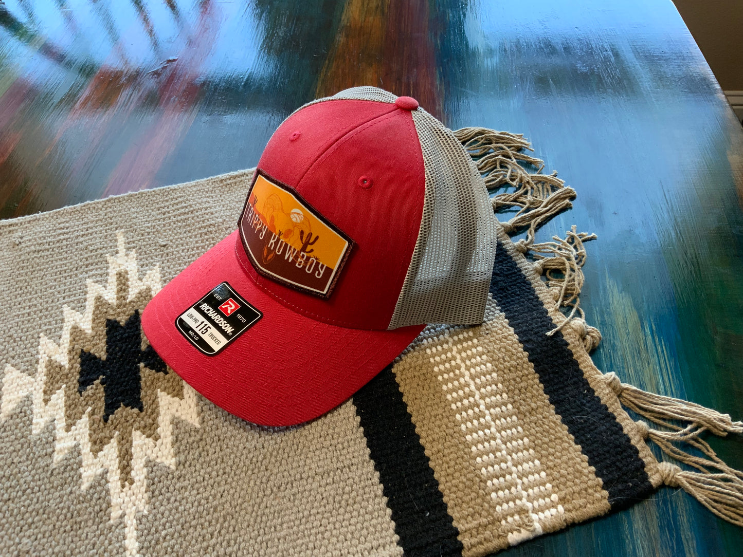 Trippy Kowboy logo low trucker hat - Heather Red/ Light Grey