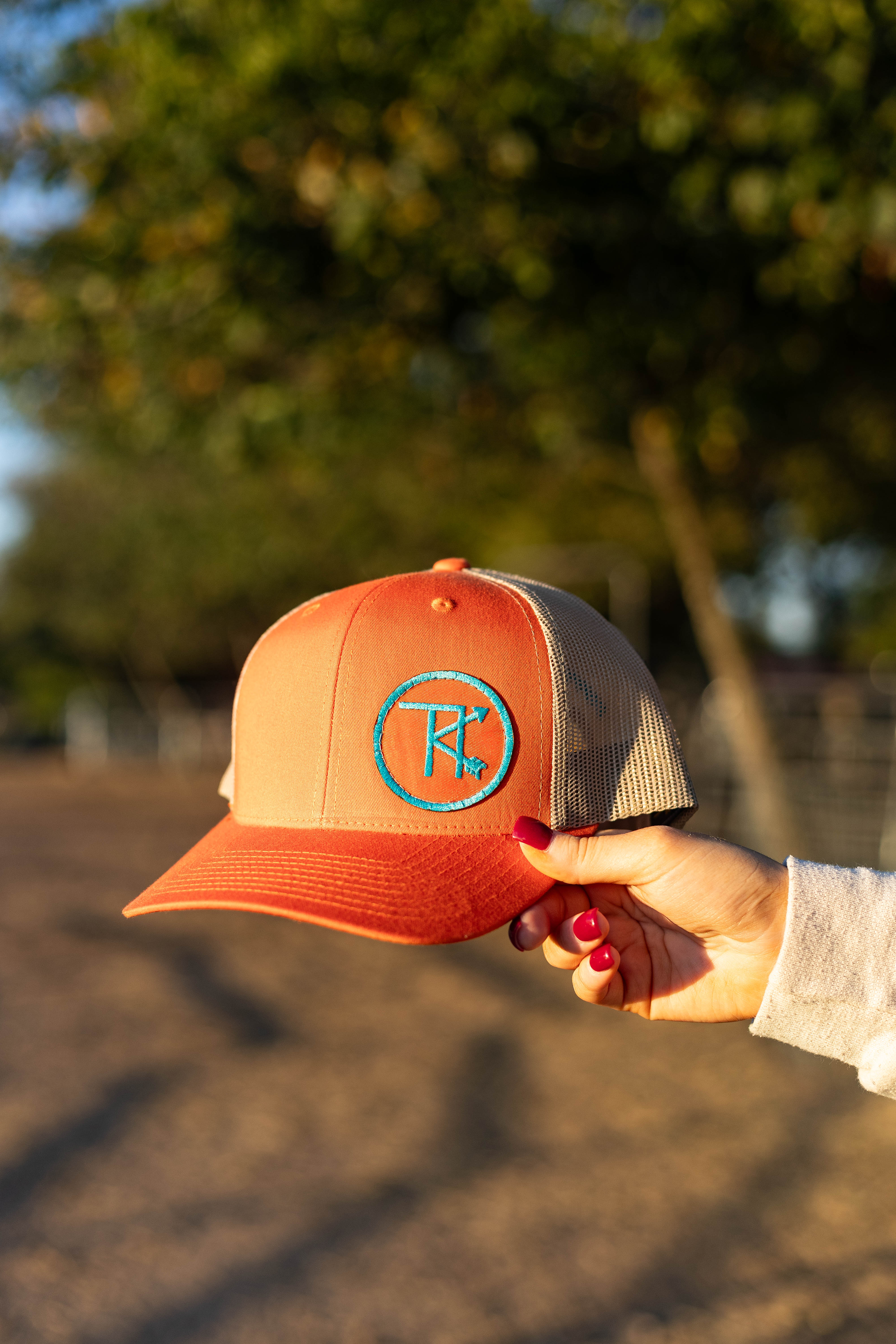 Retro Trucker Cap in Rustic Orange/ Khaki with Brand patch – Trippy Kowboy