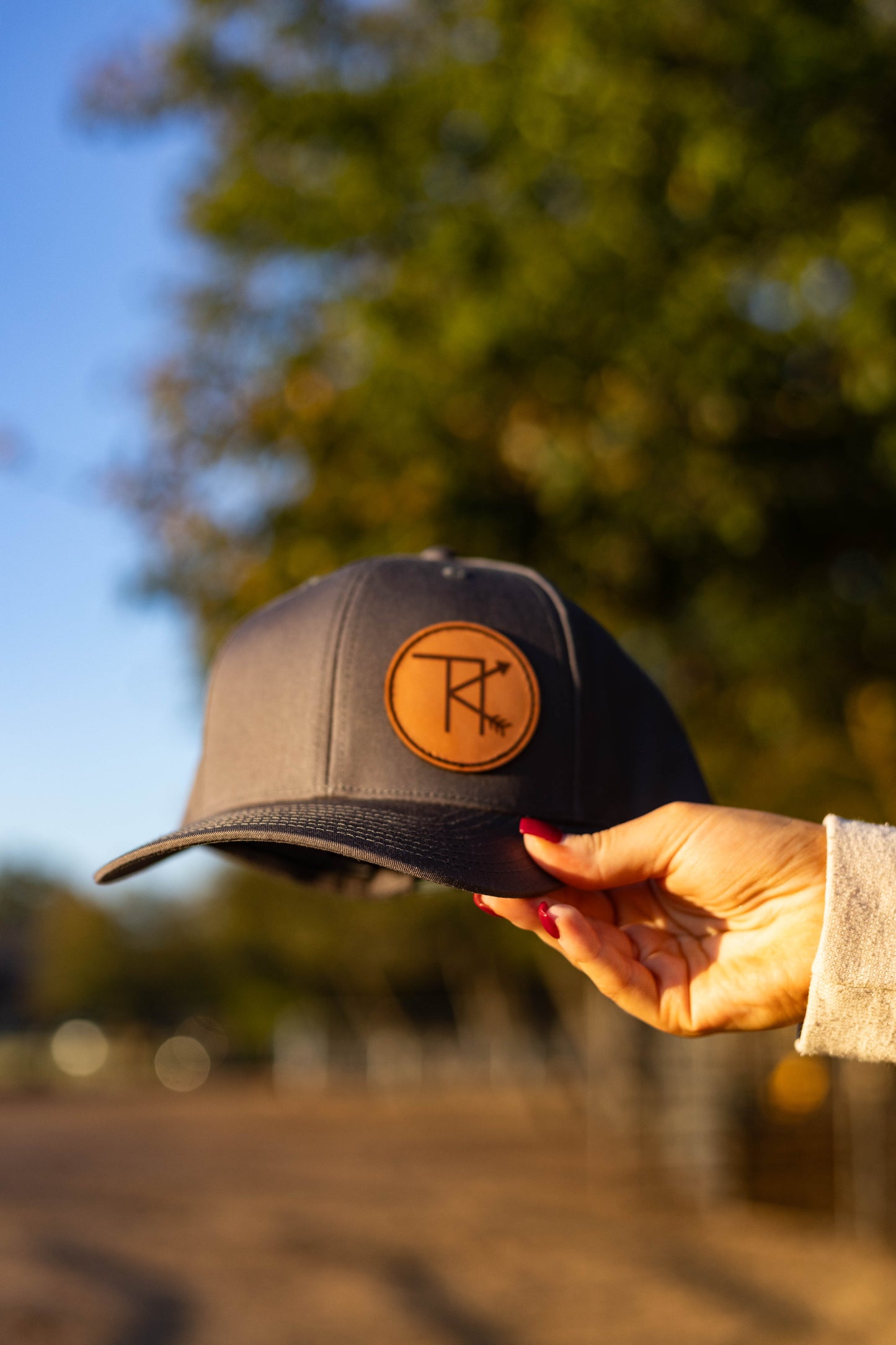 TK Brand Leather Patch - 5 panel cap -Grey