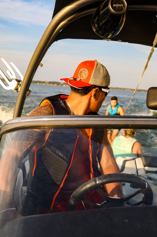 Retro Trucker Cap in Rustic Orange/ Khaki with Brand patch
